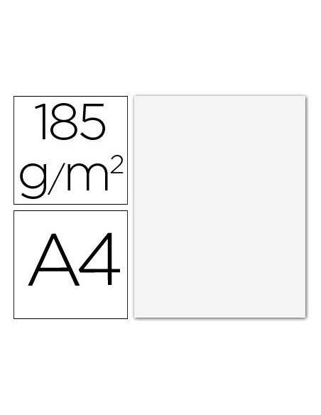 CARTULINA GUARRO DIN A4 BLANCO 185 GR PAQUETE 50 HOJAS