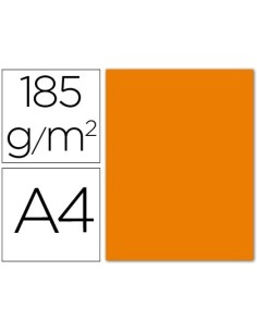 CARTULINA GUARRO DIN A4 NARANJA 185 GR PAQUETE 50 HOJAS