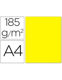 CARTULINA GUARRO DIN A4 AMARILLO CANARIO 185 GR PAQUETE 50 HOJAS