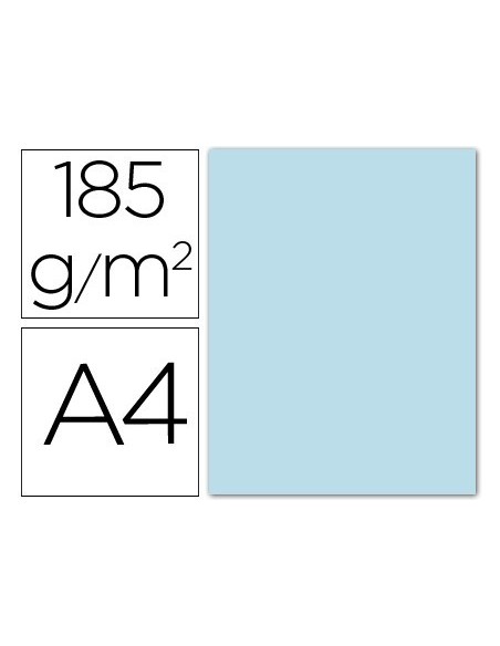 CARTULINA GUARRO DIN A4 AZUL CIELO 185 GR PAQUETE 50 HOJAS