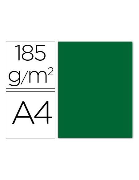 CARTULINA GUARRO DIN A4 VERDE ABETO 185 GR PAQUETE 50 HOJAS