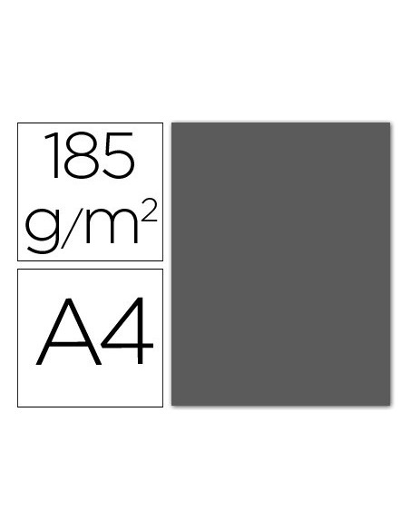 CARTULINA GUARRO DIN A4 GRIS PLOMO 185 GR PAQUETE 50 H