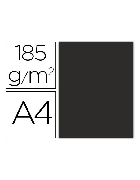 CARTULINA GUARRO DIN A4 NEGRO 185 GR PAQUETE 50 H