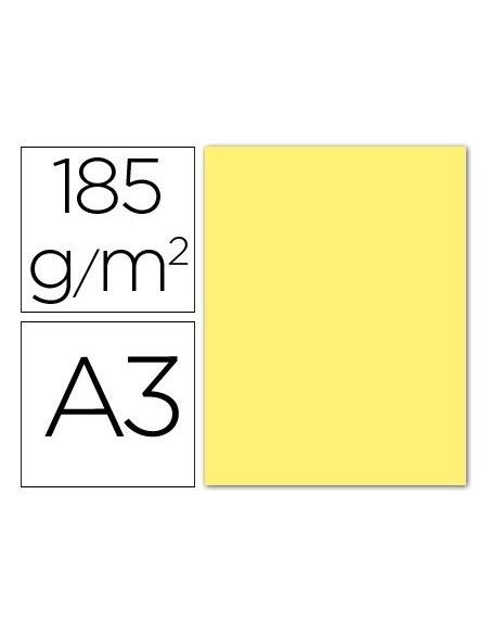 CARTULINA GUARRO DIN A3 AMARILLO 185 GR PAQUETE 50 HOJAS