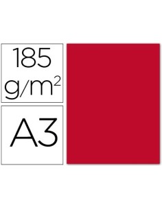 CARTULINA GUARRO DIN A3 ROJO 185 GR PAQUETE 50 HOJAS