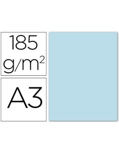 CARTULINA GUARRO DIN A3 AZUL CIELO 185 GR PAQUETE 50 HOJAS