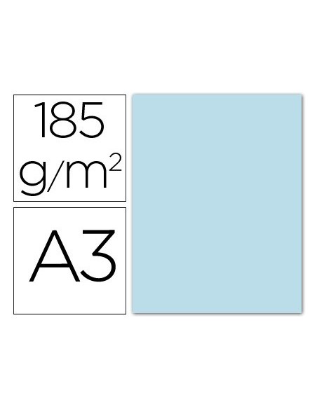 CARTULINA GUARRO DIN A3 AZUL CIELO 185 GR PAQUETE 50 HOJAS