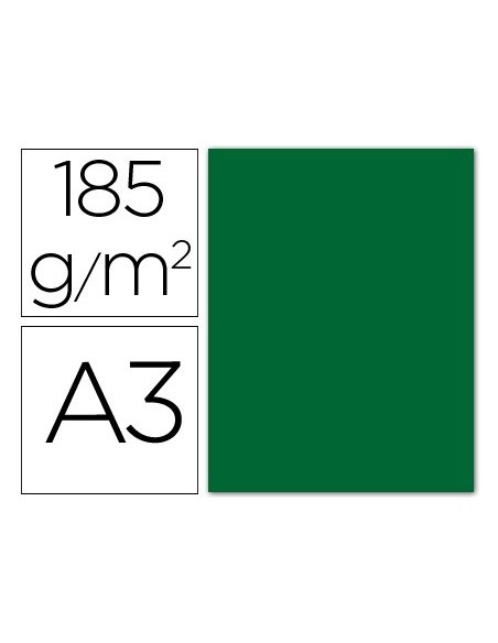 CARTULINA GUARRO DIN A3 VERDE ABETO 185 GR PAQUETE 50 HOJAS