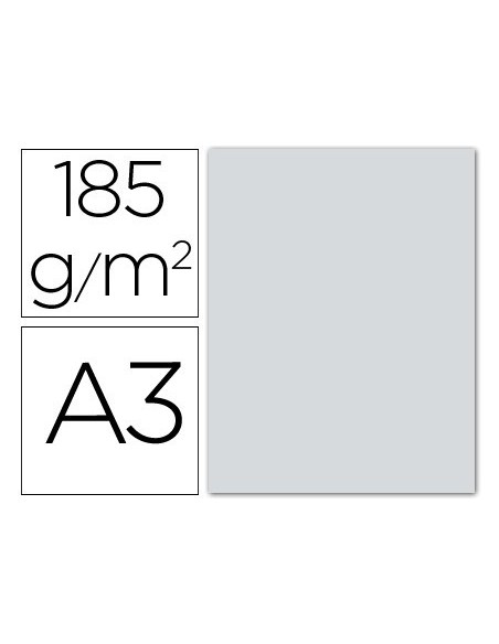 CARTULINA GUARRO DIN A3 GRIS PLOMO 185 GR PAQUETE 50 HOJAS