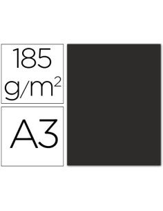 CARTULINA GUARRO DIN A3 NEGRO 185 GR PAQUETE 50 HOJAS