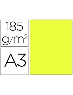CARTULINA GUARRO DIN A3 AMARILLO LIMON 185 GR PAQUETE 50 HOJAS