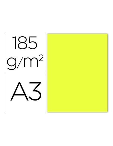 CARTULINA GUARRO DIN A3 AMARILLO LIMON 185 GR PAQUETE 50 HOJAS