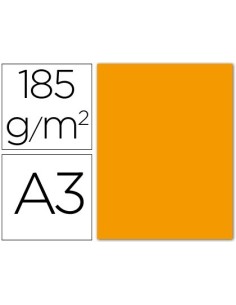 CARTULINA GUARRO DIN A3 MANDARINA 185 GR PAQUETE DE 50 HOJAS