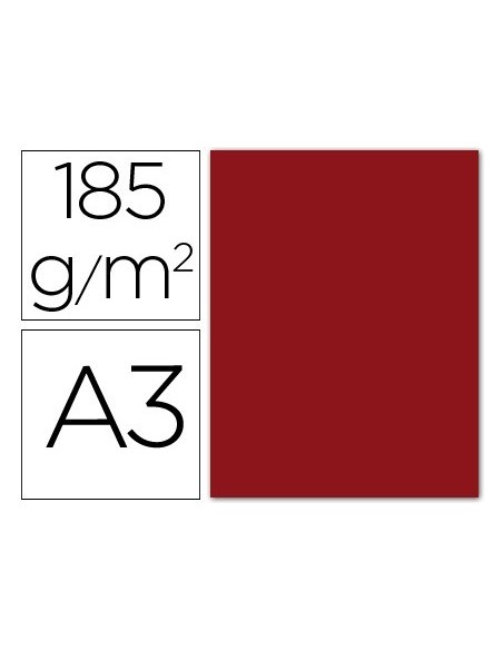 CARTULINA GUARRO DIN A3 GRANATE 185 GR PAQUETE 50 HOJAS