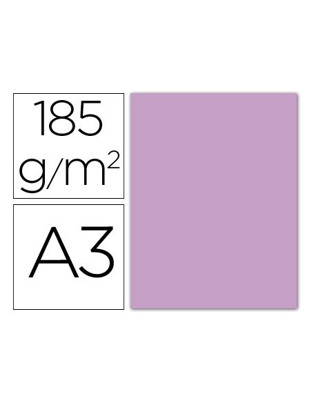 CARTULINA GUARRO DIN A3 LILA 185 GR PAQUETE 50 HOJAS