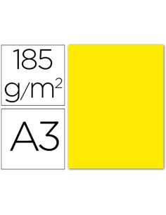 CARTULINA GUARRO DIN A3 AMARILLO FLUORESCENTE 250 GRS PAQUETE 50 HOJAS