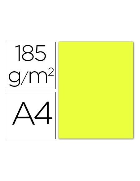 CARTULINA GUARRO DIN A4 AMARILLO LIMON 185 GR PAQUETE 50 HOJAS