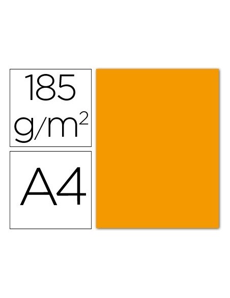 CARTULINA GUARRO DIN A4 MANDARINA 185 GR PAQUETE 50 HOJAS