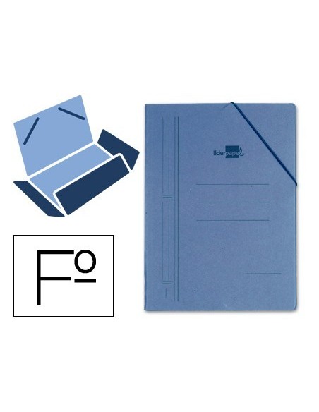CARPETA LIDERPAPEL GOMAS FOLIO 3 SOLAPAS CARTON COMPACTO AZUL