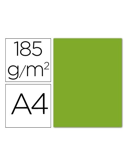CARTULINA GUARRO DIN A4 VERDE MANZANA 185 GR PAQUETE 50 HOJAS