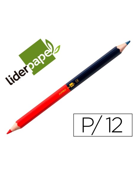 LAPICES BICOLOR LIDERPAPEL JUMBO ROJO/AZUL