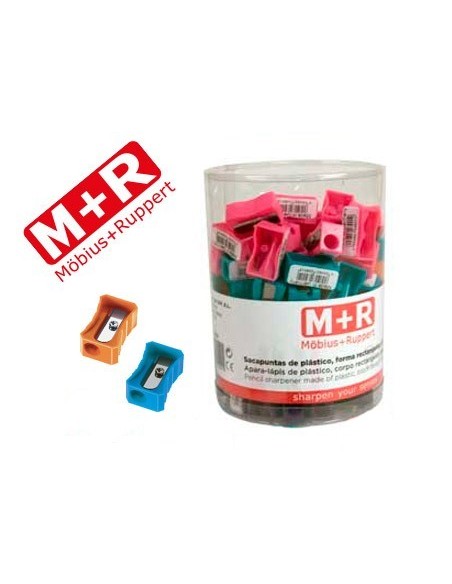 SACAPUNTAS M+R 304 PLASTICO RECTANGULAR 1 USO COLORES SURTIDOS
