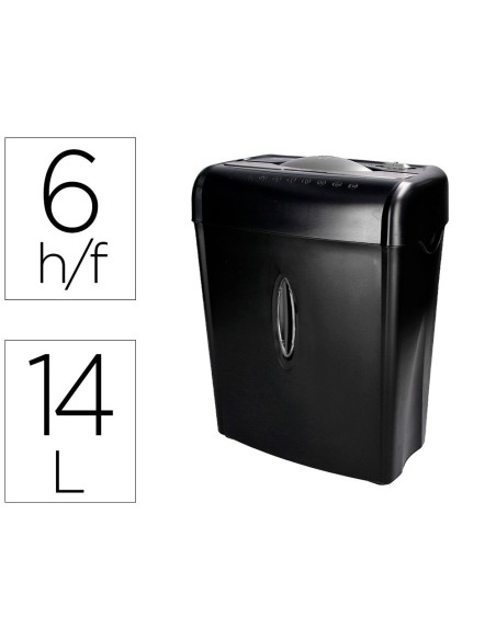 DESTRUCTORA DE DOCUMENTOS Q-CONNECT KF17970 CAPACIDAD DE CORTE 6 H DESTRUYE GRAPAS CLIPS Y TARJETAS PAPELERA 14L