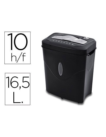 DESTRUCTORA DE DOCUMENTOS Q-CONNECT KF17974 CAPACIDAD DE CORTE 10 H DESTRUYE GRAPAS CLIPS Y TARJETAS PAPELERA 16,5