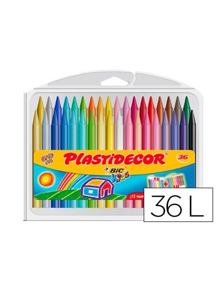 LAPICES CERA PLASTIDECOR CAJA DE 36 COLORES SURTIDOS