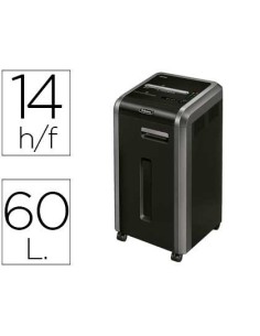DESTRUCTORA DE DOCUMENTOS FELLOWES 225MI CAPACIDAD DE CORTE 14H SEGURIDAD P5 CLIPS GRAPAS TARJETAS Y CD 60 LITROS