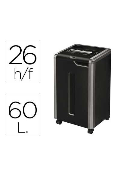 DESTRUCTORA DE DOCUMENTOS FELLOWES 325I CICLO TRABAJO CONTINUO CAPACIDAD DE CORTE 26H CLIPS TARJETAS CD 83L