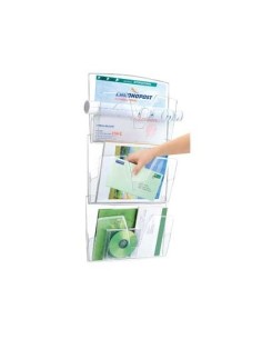 EXPOSITOR MURAL CEP DE PARED 3 BANDEJAS DIN A4 TRANSPARENTE 361X86X718 MM