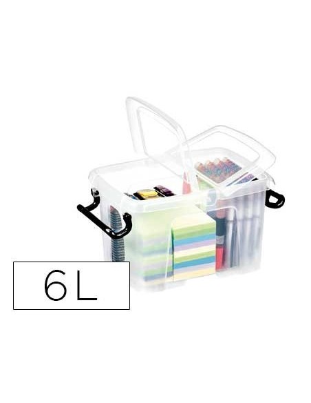 CONTENEDOR PLASTICO CEP 6 LITROS 305X224X182 MM TRANSPARENTE CON TAPA Y CIERRE HERMETICO