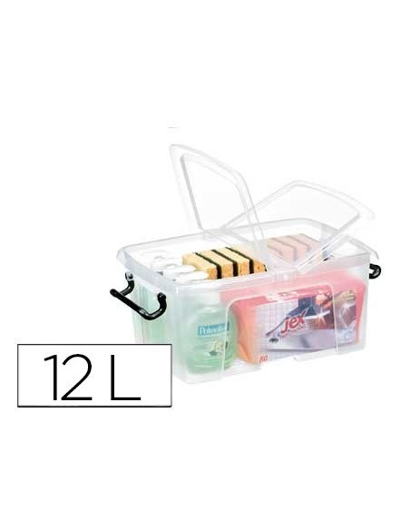 CONTENEDOR PLASTICO CEP 12 LITROS 405X295X183 MM TRANSPARENTE CON TAPA Y CIERRE HERMETICO