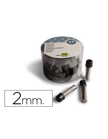MINAS LIDERPAPEL GRAFITO PARA COMPAS 2 MM ESTUCHE DE 3 MINAS