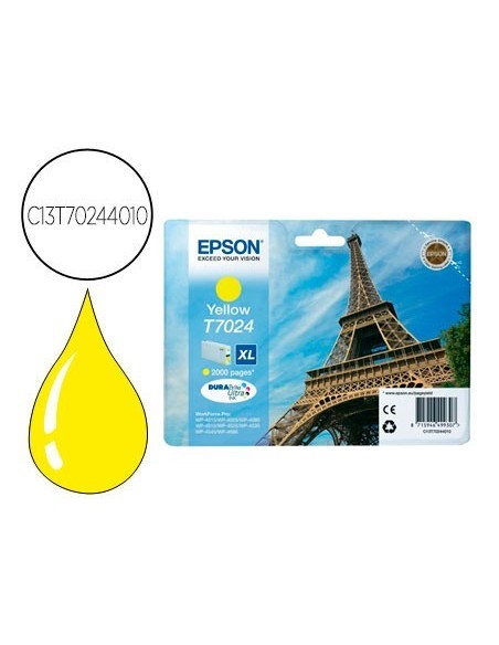 INK-JET EPSON STYLUS T7024 AMARILLO XL WP-4000 4500 CAPACIDAD 2400 PAG