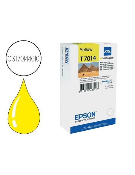 INK-JET EPSON STYLUS T7014 AMARILLO XL WP-4000 4500 CAPACIDAD 3400 PAG