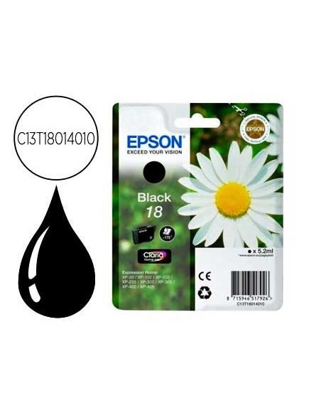 INK-JET EPSON T18 NEGRO EXPRESSION HOME XP-102 XP-205 XP-305 XP-405 CAPACIIDAD 175 PAG
