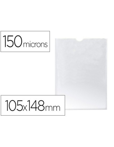 FUNDA PORTADOCUMENTO Q-CONNECT DIN A6 150 MICRAS PVC TRANSPARENTE CON UÑERO 105X148 MM