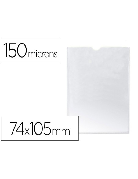 FUNDA PORTADOCUMENTO Q-CONNECT DIN A7 150 MICRAS PVC TRANSPARENTE CON UÑERO 74X105 MM