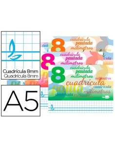 LIBRETA LIDERPAPEL PAUTAGUIA TAPA CARTONCILLO 32 HOJAS DIN A5 CUADRICULADO PAUTADO 8MM APAISADA 70 GR