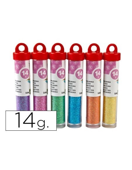 PURPURINA LIDERPAPEL FANTASIA COLORES METALICOS PASTELES BOTE DE 14 GR