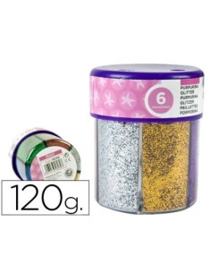 PURPURINA LIDERPAPEL FANTASIA COLORES METALICOS 6 COLORES SURTIDOS BOTE DE 120 GR