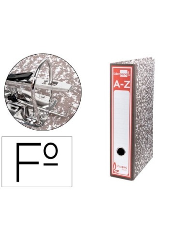 ARCHIVADOR DE PALANCA LIDERPAPEL CARTON FORRADO FOLIO JASPEADO GRIS CON CAJA CLASSIC RED