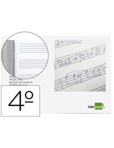 BLOC MUSICA LIDERPAPEL PENTAGRAMA 5MM CUARTO 20 HOJAS 100G/M2 GRAPADO