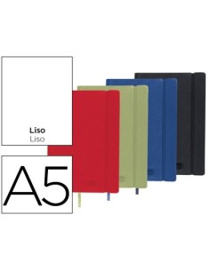 LIBRETA LIDERPAPEL SIMIL PIEL A5 120 HOJAS 70G/M2 LISO COLORES SURTIDOS