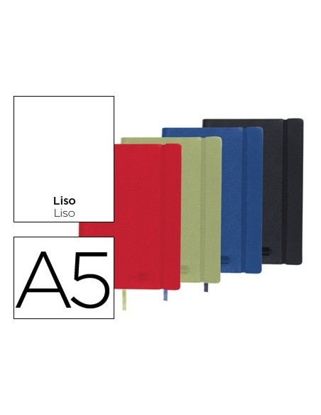LIBRETA LIDERPAPEL SIMIL PIEL A5 120 HOJAS 70G/M2 LISO COLORES SURTIDOS