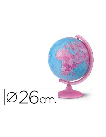 GLOBO TERRAQUEO CON LUZ MODELO PINK DIAMETRO 26 CM
