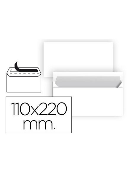 SOBRE LIDERPAPEL N 2 BLANCO DIN AMERICANO 110X220 MM TIRA DE SILICONA PAQUETE DE 25 UNIDADES