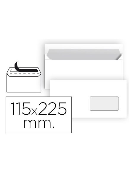 SOBRE LIDERPAPEL N 4 BLANCO AMERICANO VENTANA DERECHA 115X225 MM TIRA DE SILICONA PAQUETE DE 25 UNIDADES